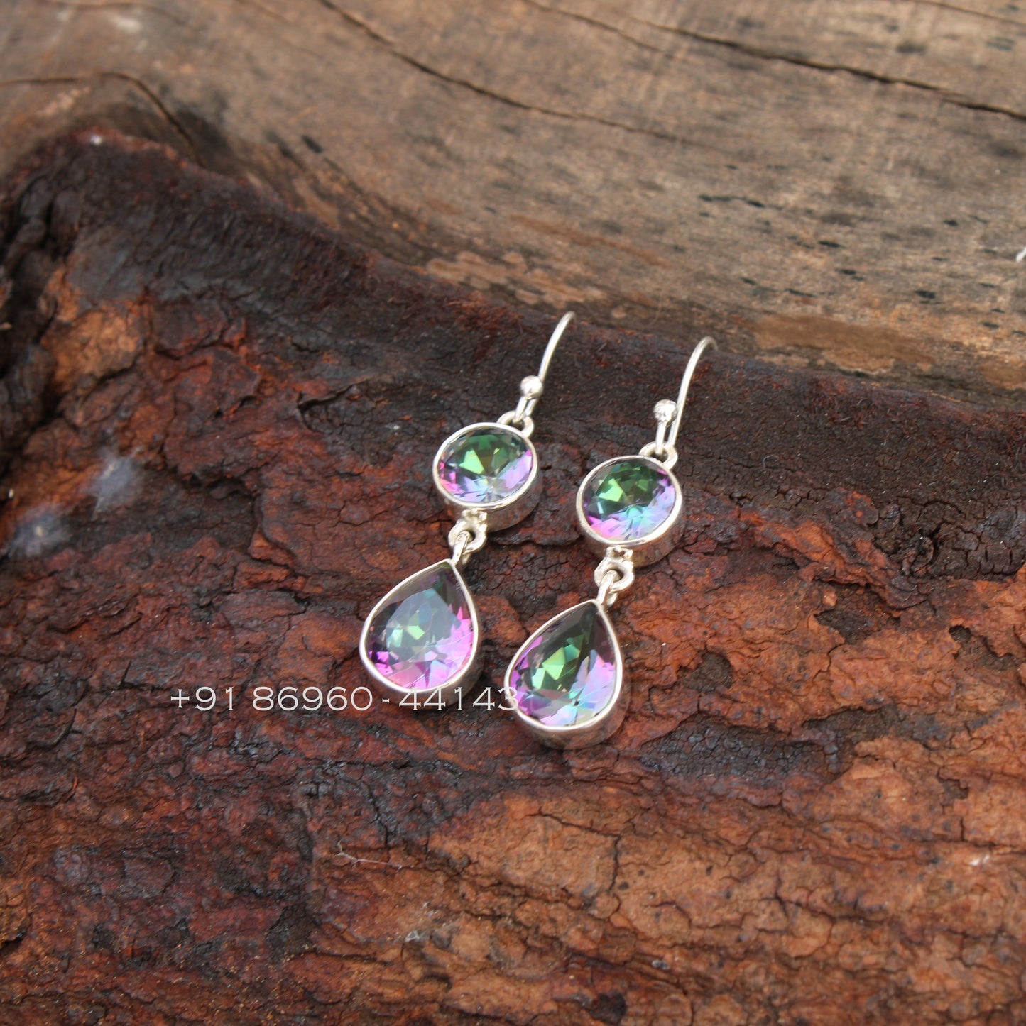 Mystic Topaz Long Drop Earrings