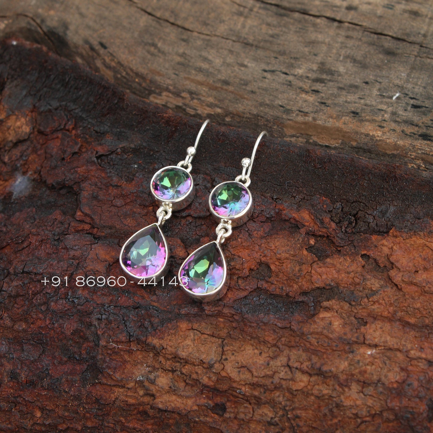 Mystic Topaz Long Drop Earrings