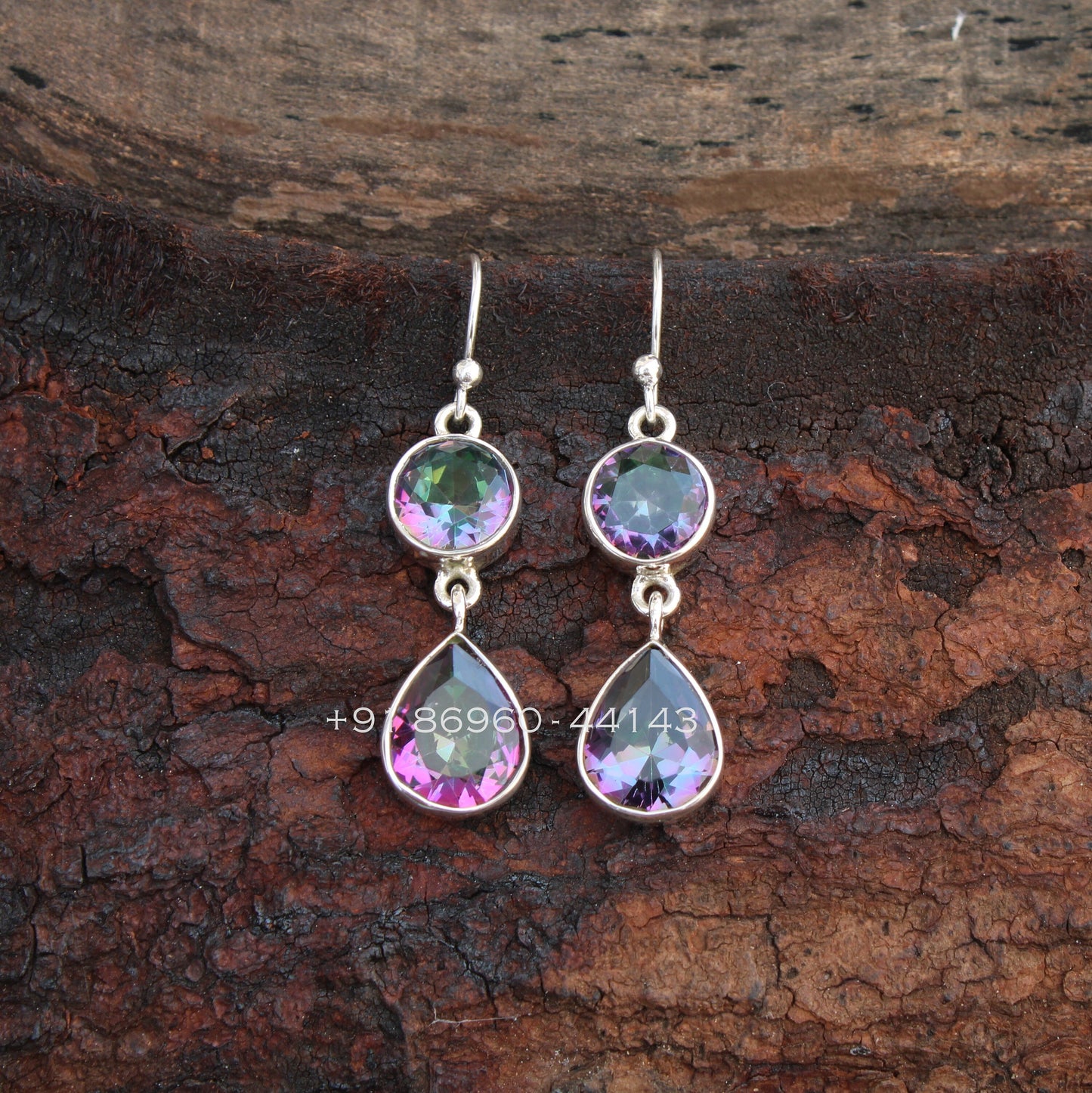 Mystic Topaz Long Drop Earrings