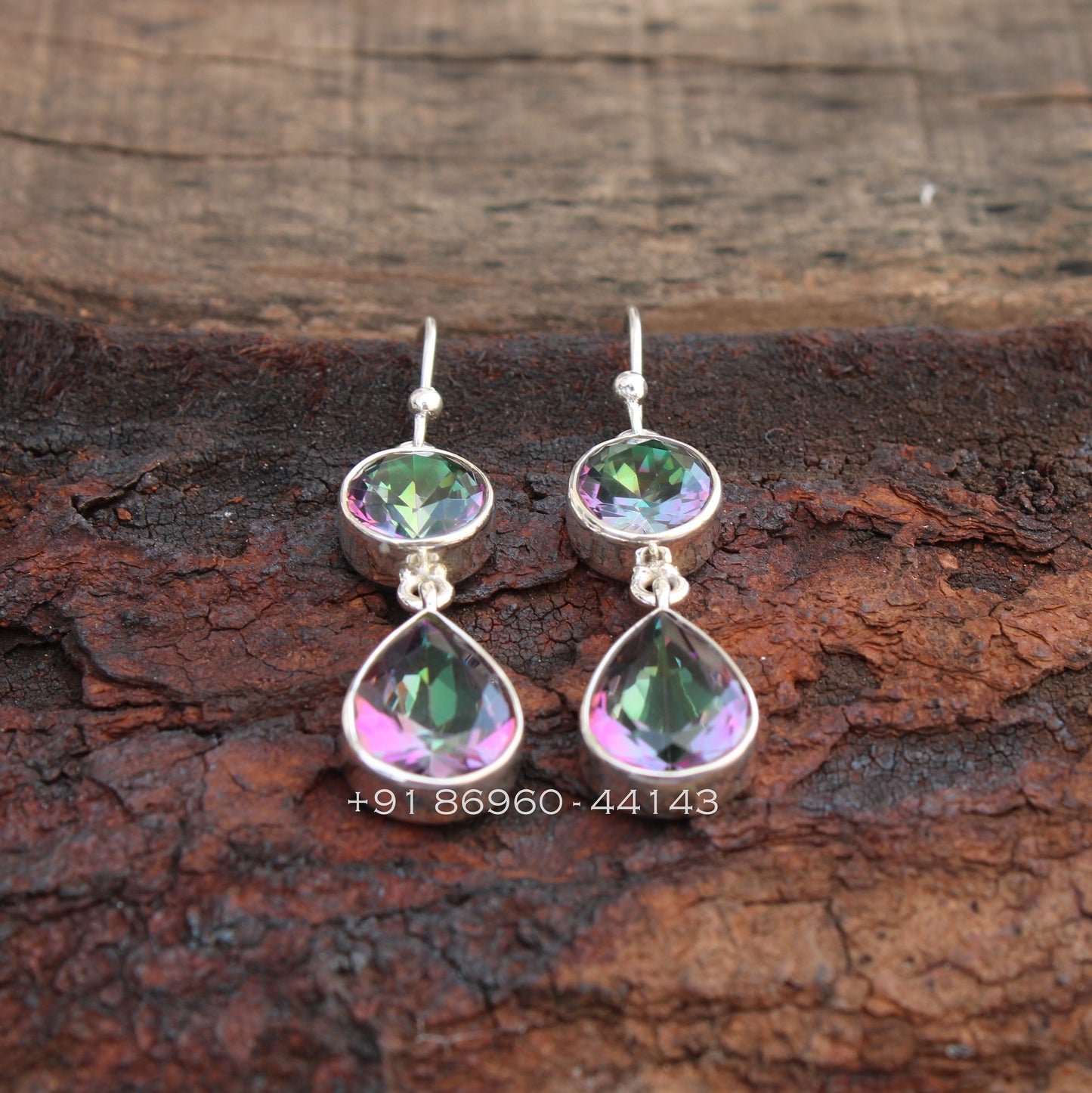 Mystic Topaz Long Drop Earrings