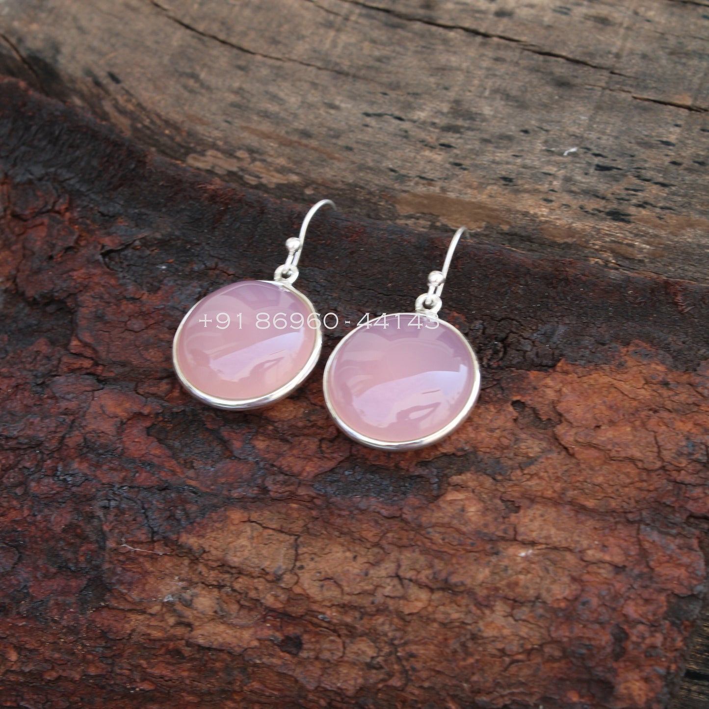 Pink Chalcedony Teardrop Earrings