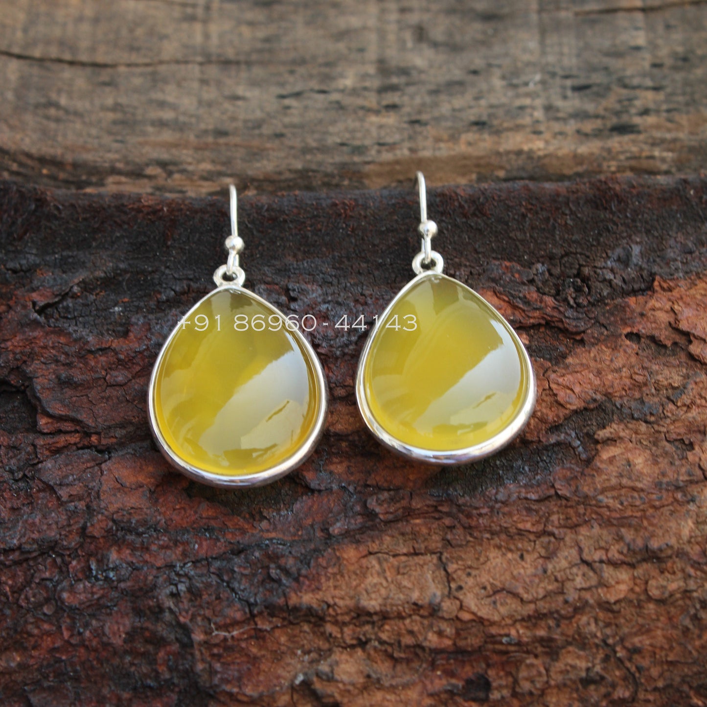 Yellow Onyx Teardrop Earrings