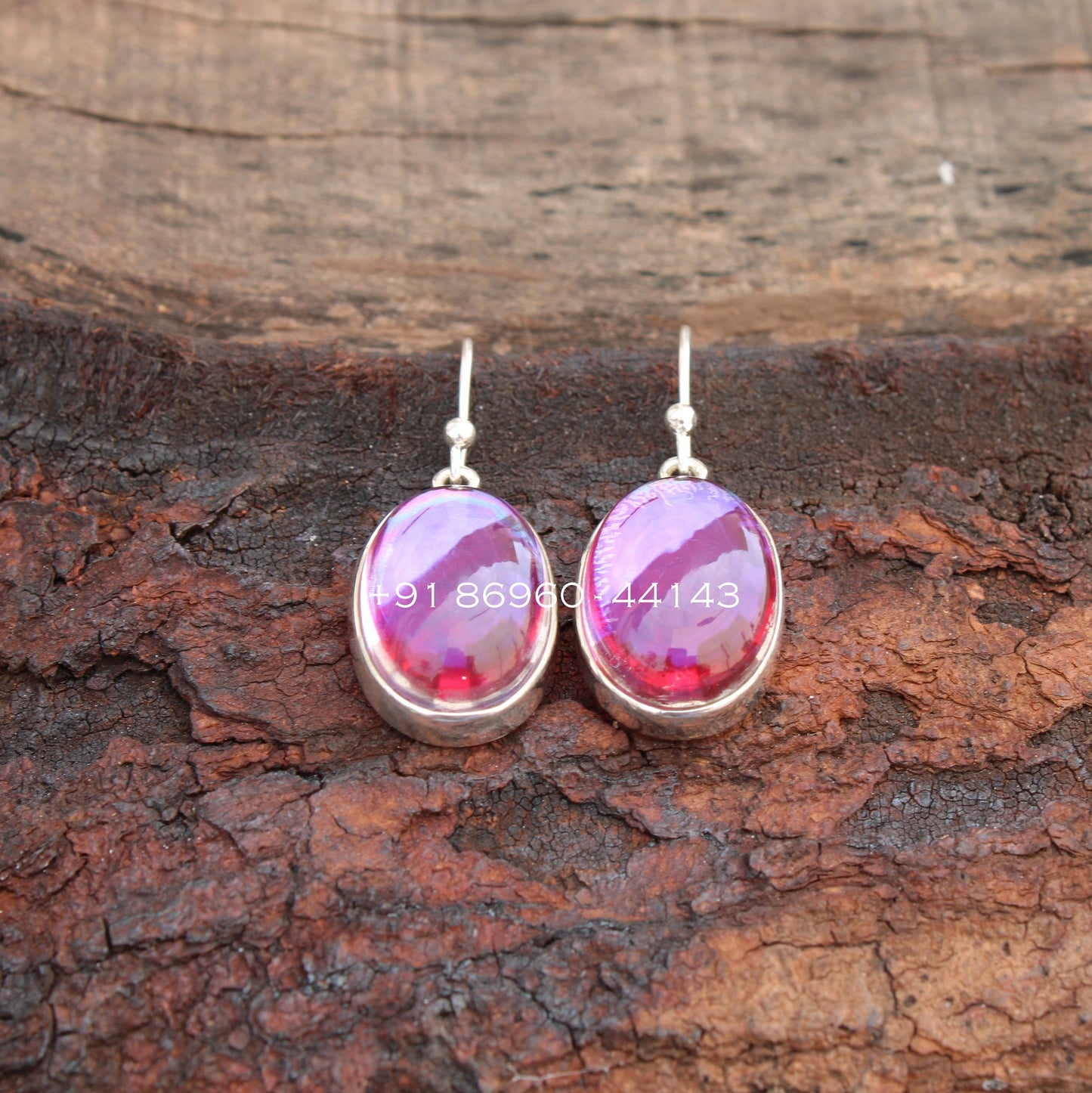 Pink Monalisa Oval Earrings