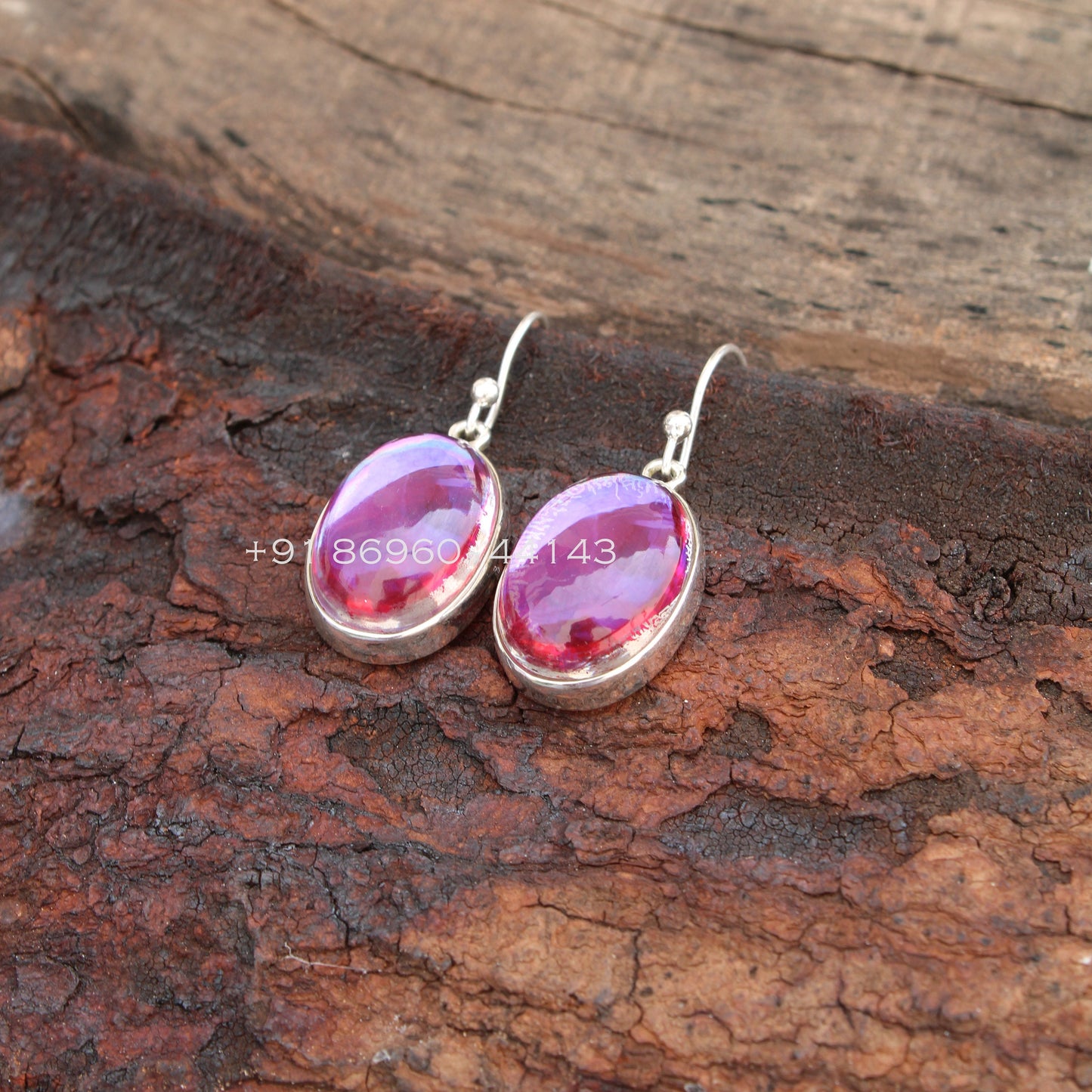 Pink Monalisa Oval Earrings
