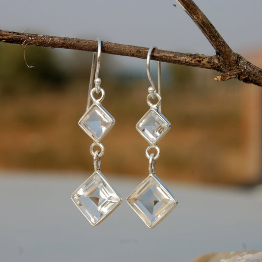 White Topaz Dangle Earrings