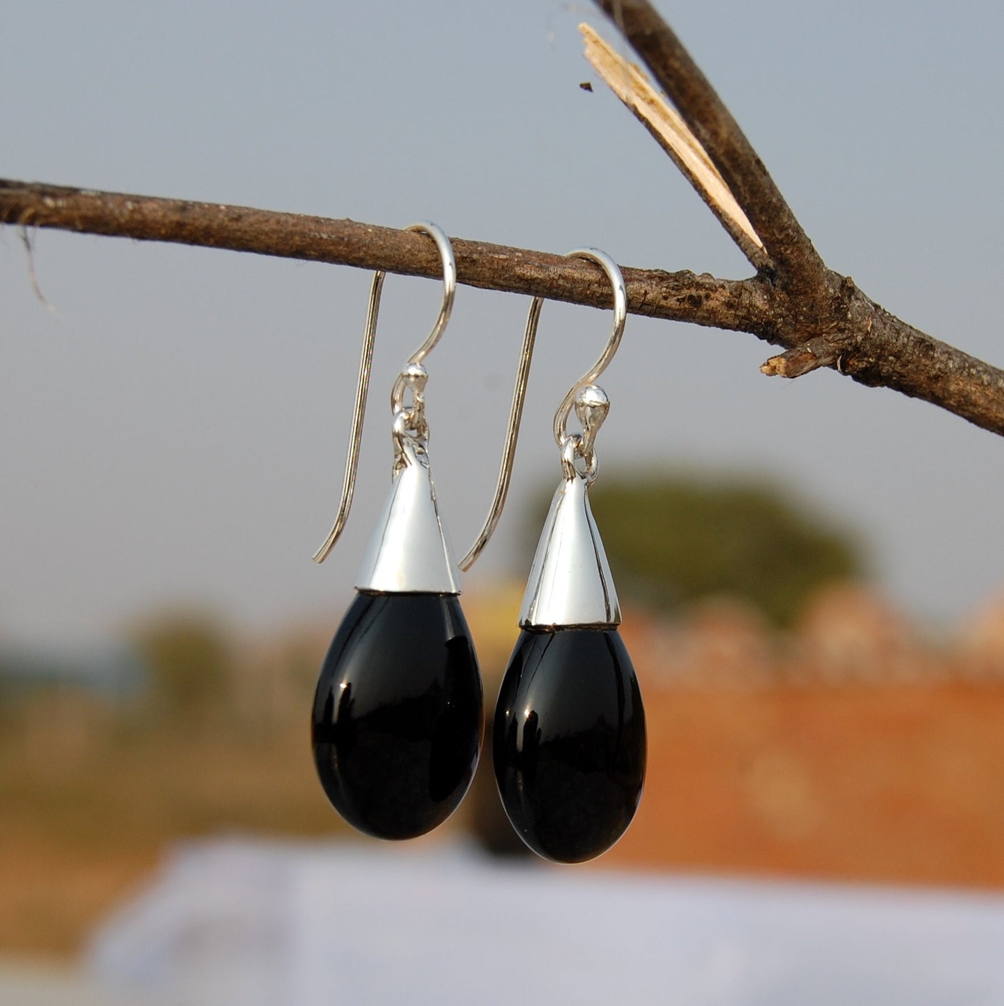Black Onyx Teardrop Earrings