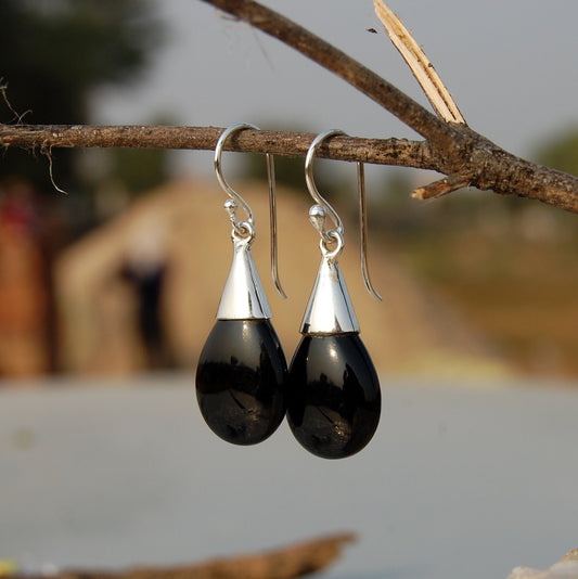 Black Onyx Teardrop Earrings