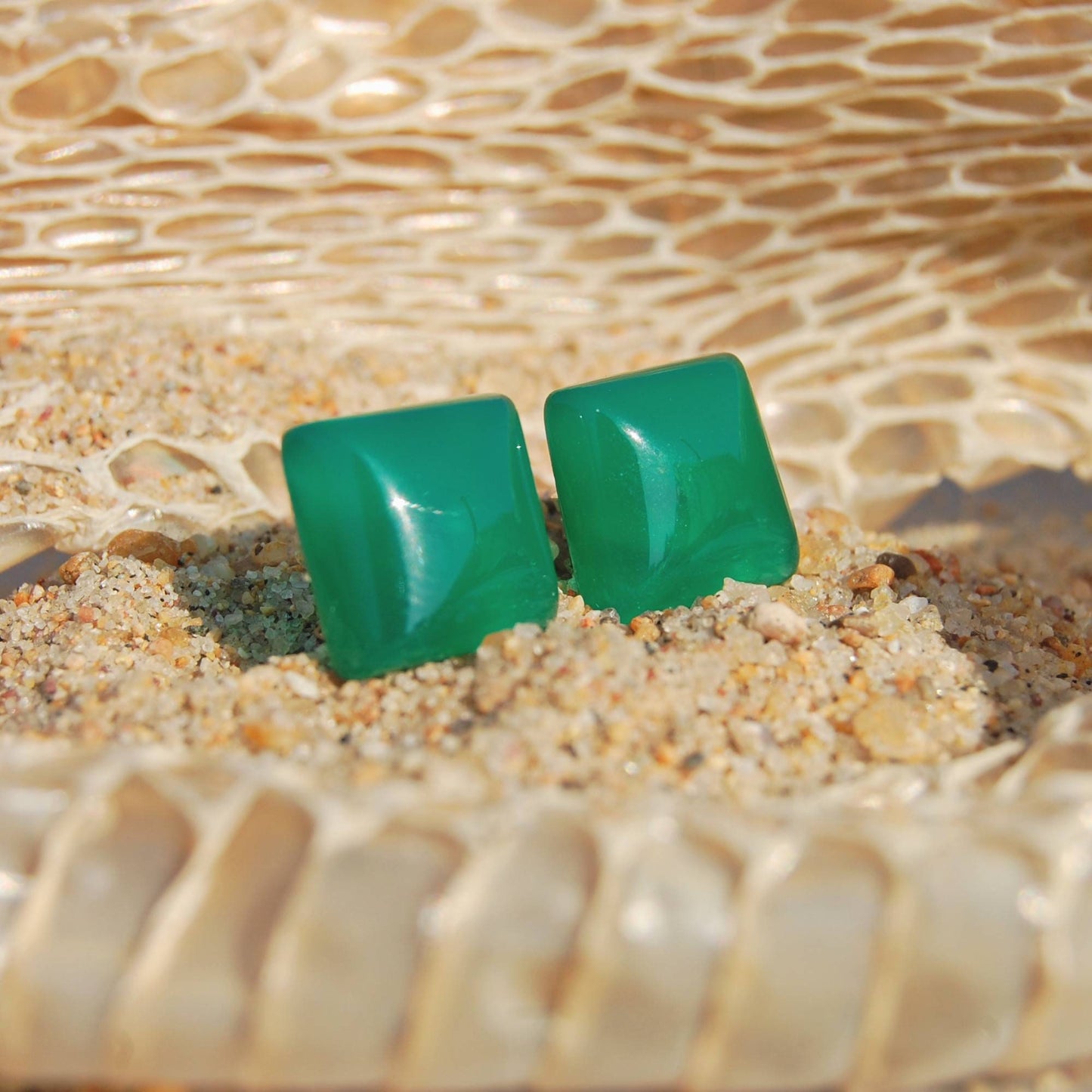 Green Onyx Stud Earrings