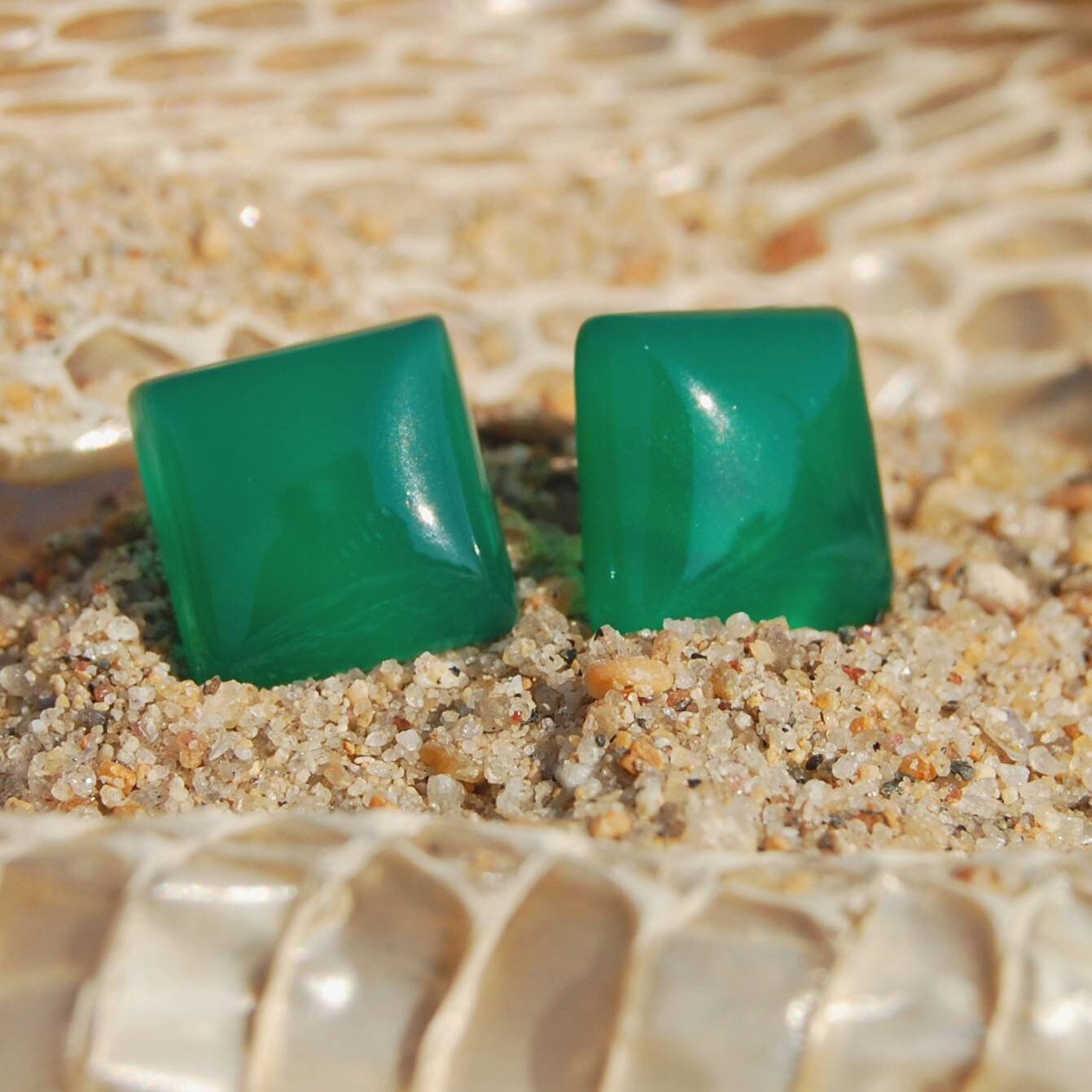 Green Onyx Stud Earrings