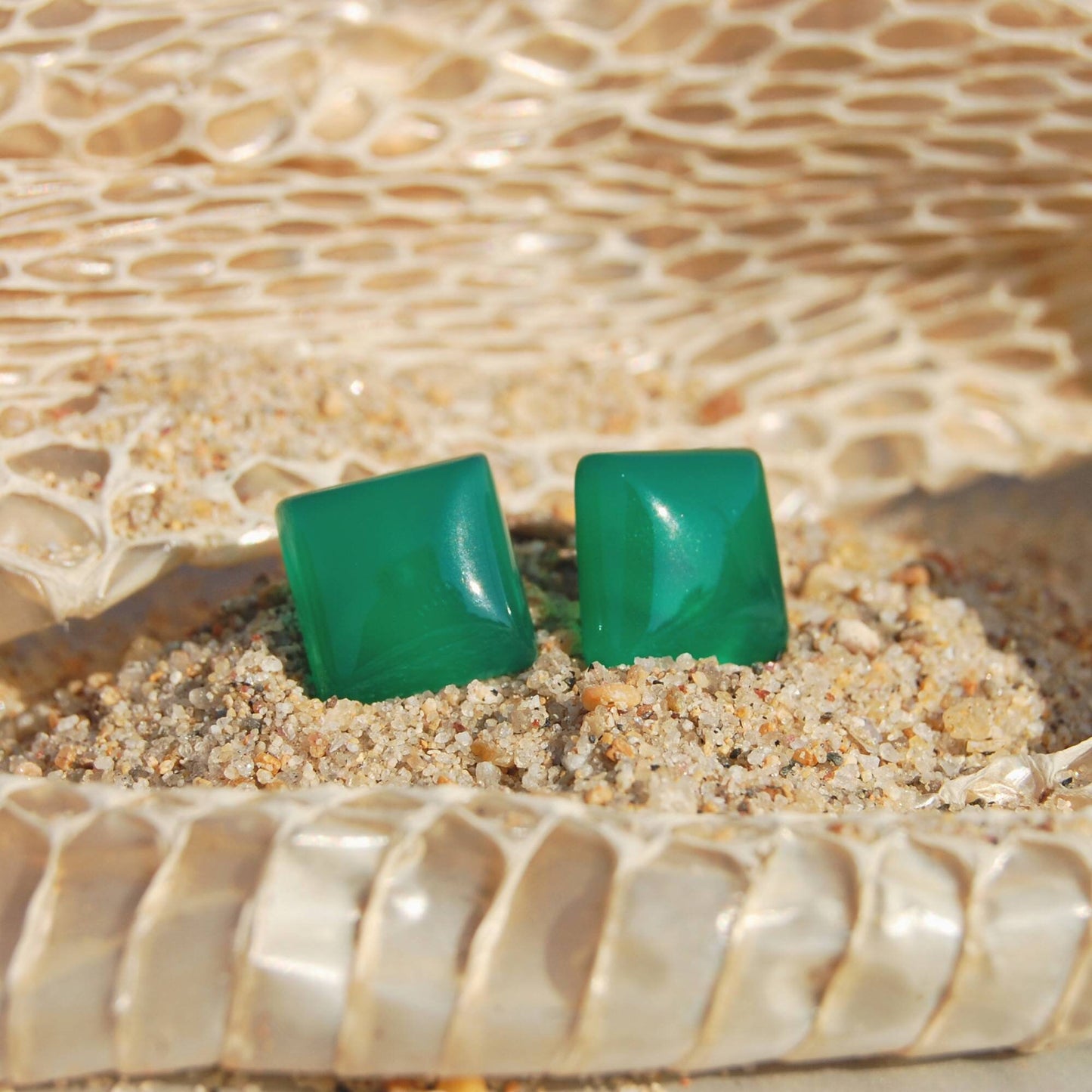 Green Onyx Stud Earrings