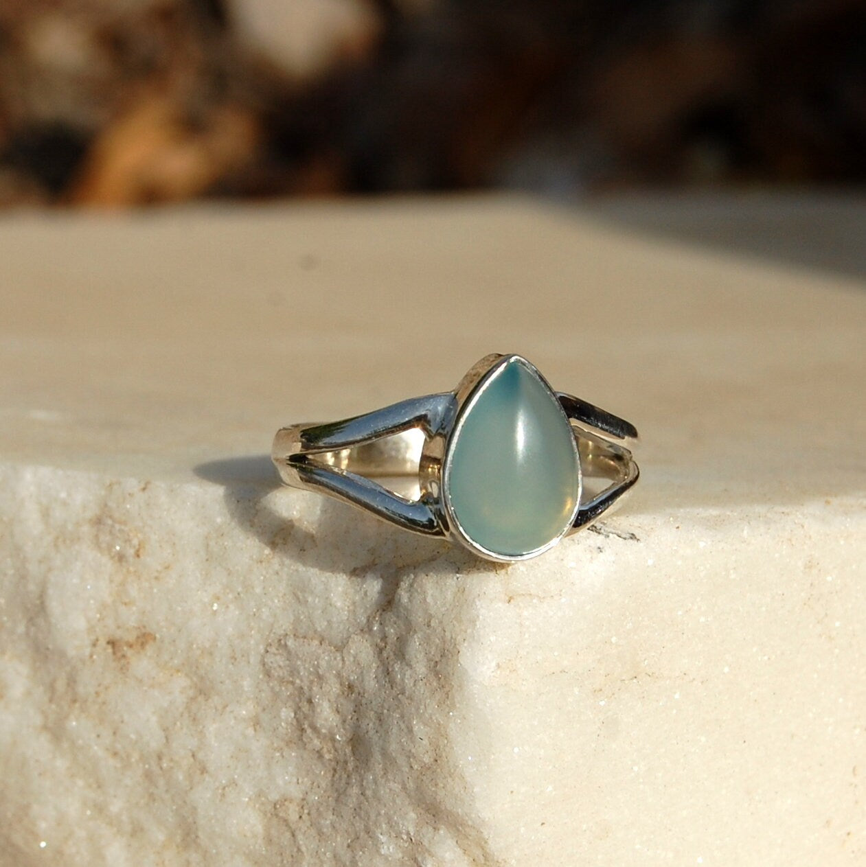Aqua Chalcedony Ring