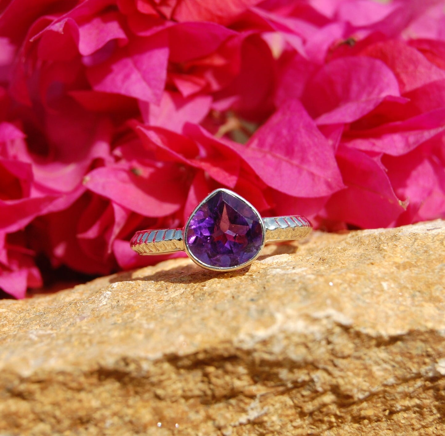 African Amethyst Heart Shape Ring