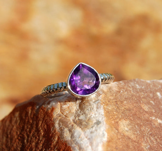 African Amethyst Heart Shape Ring