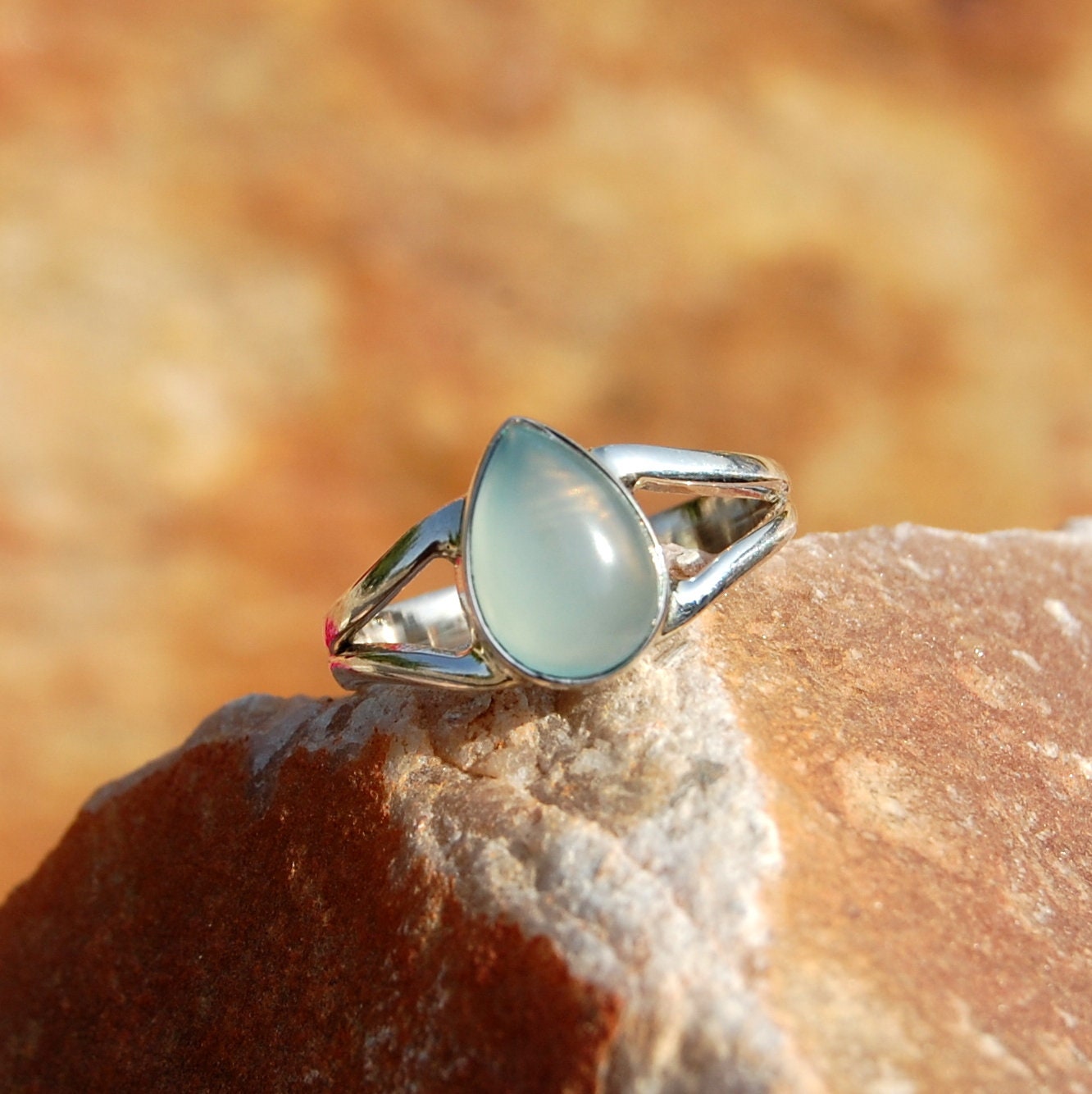 Aqua Chalcedony Ring