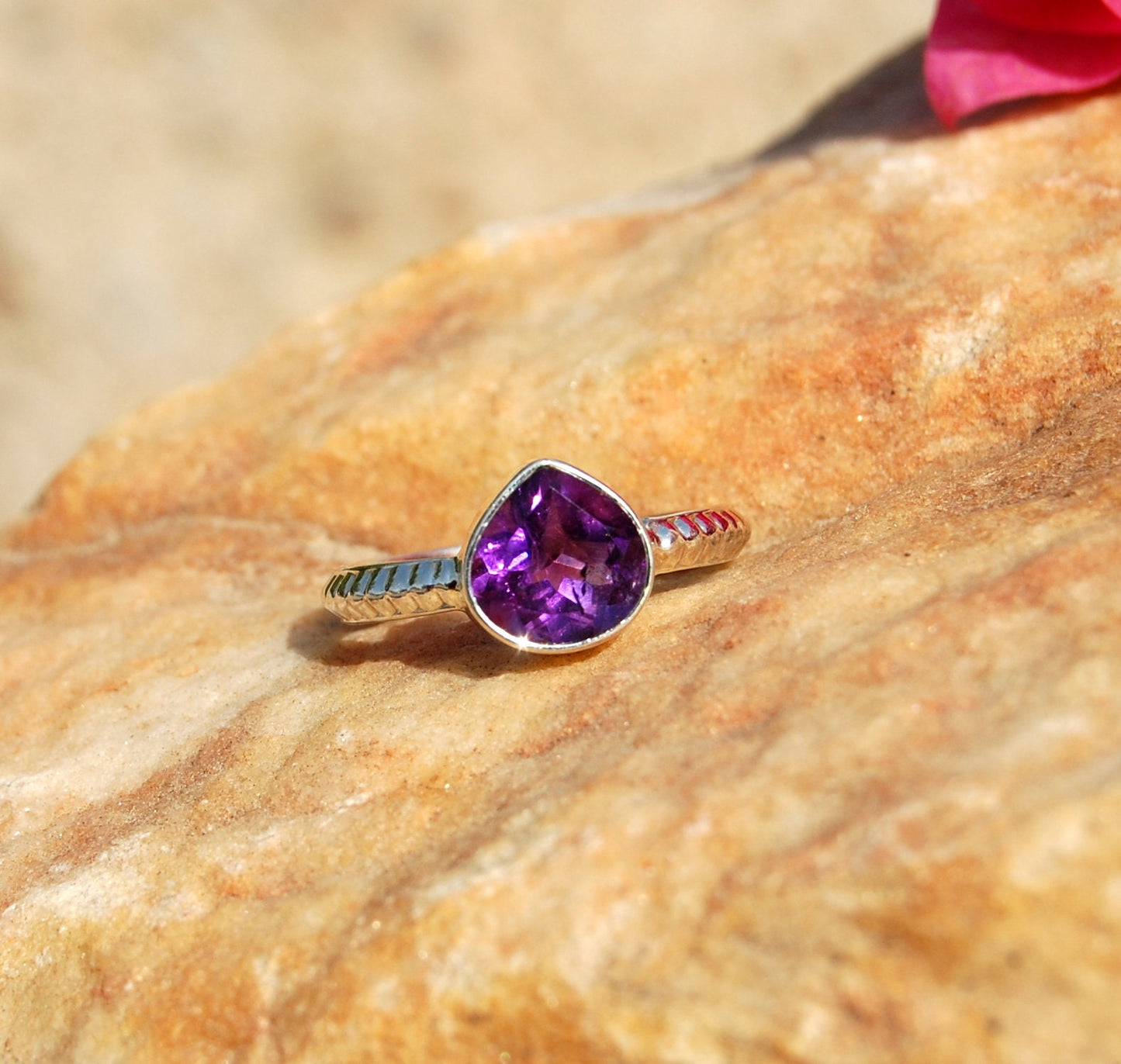 African Amethyst Heart Shape Ring