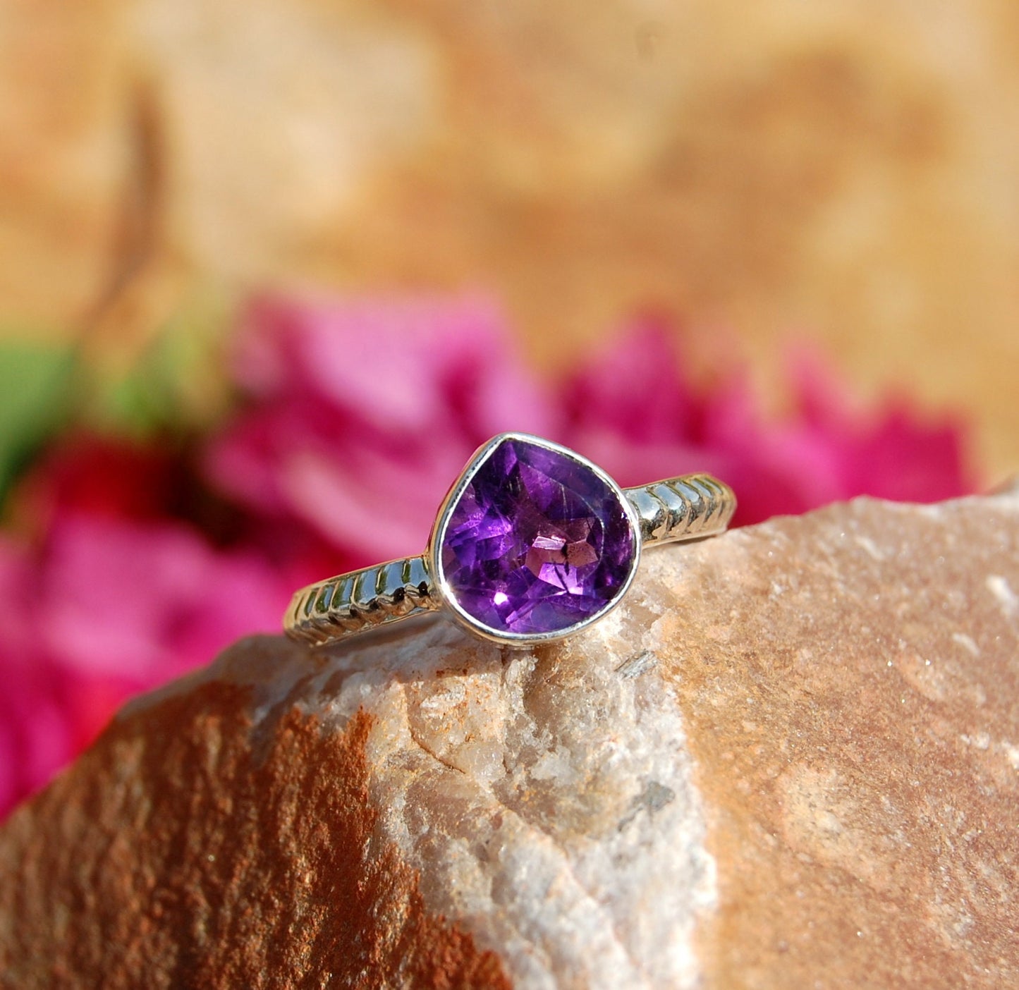 African Amethyst Heart Shape Ring