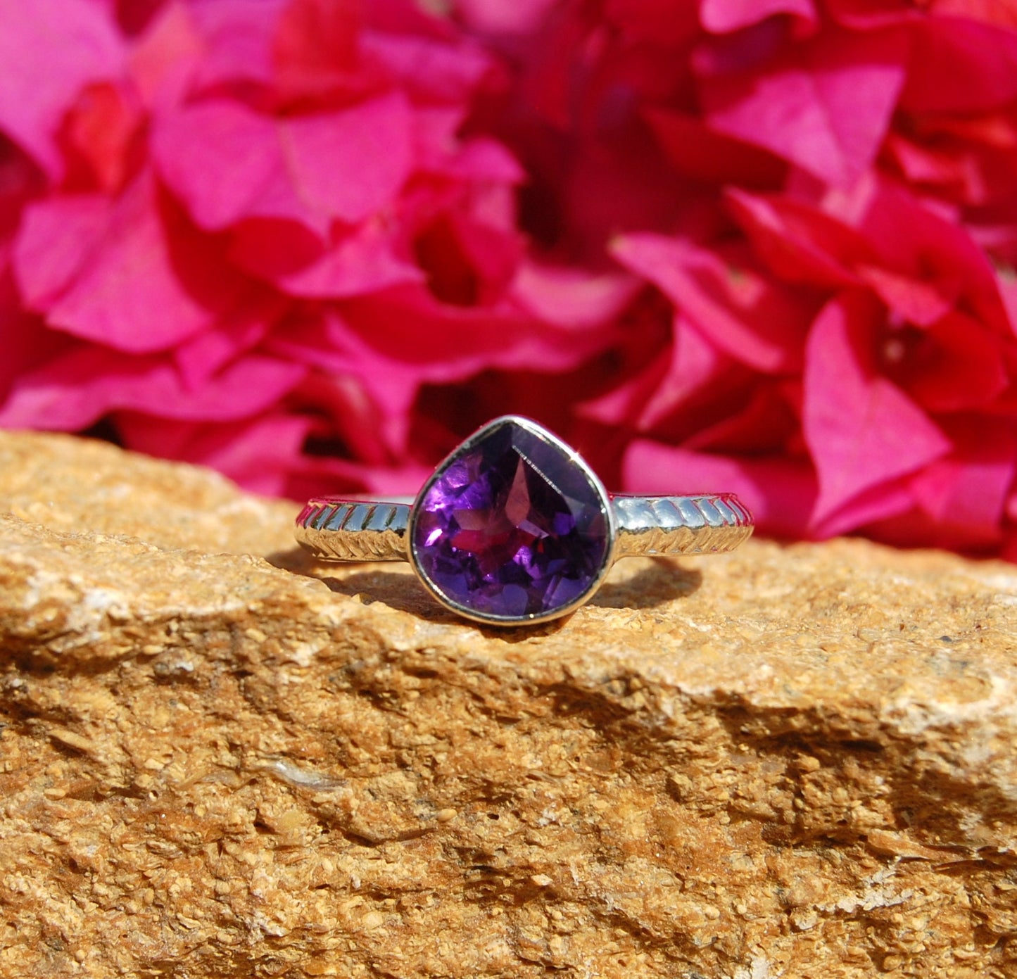 African Amethyst Heart Shape Ring
