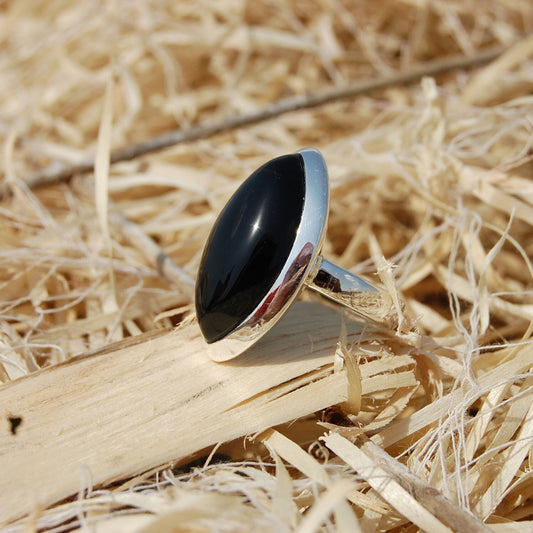 Black Onyx Marquise Ring
