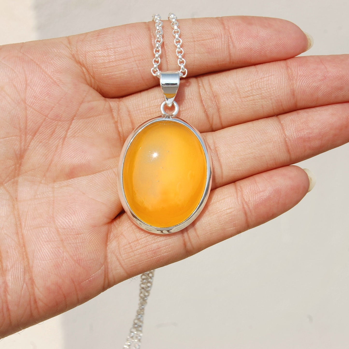 Yellow Onyx Oval Cab Pendant
