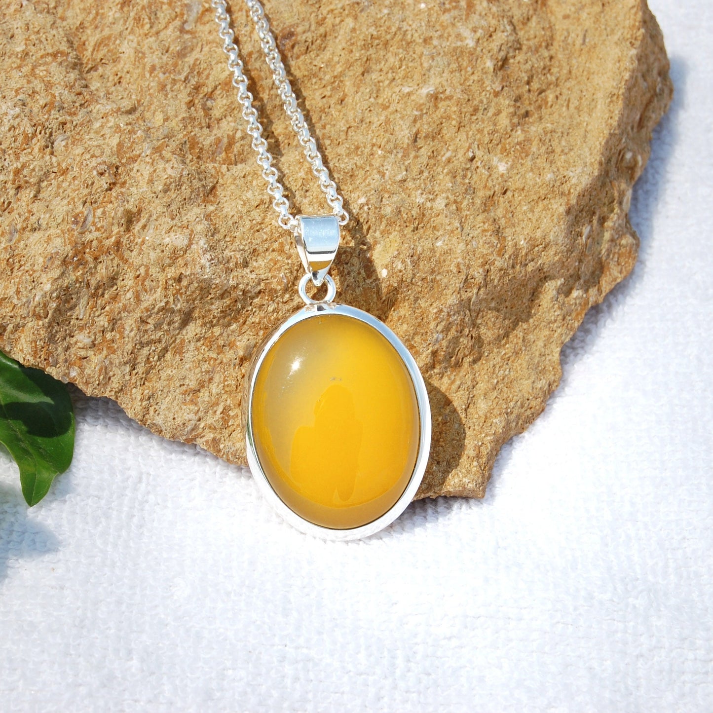 Yellow Onyx Oval Cab Pendant