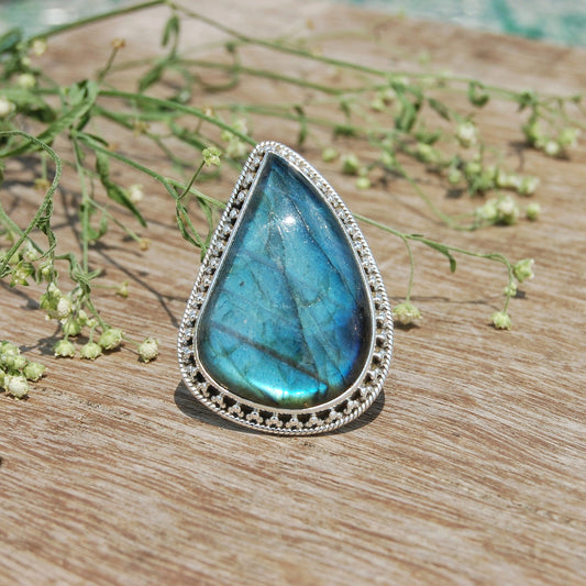 Blue Labradorite Statement Ring