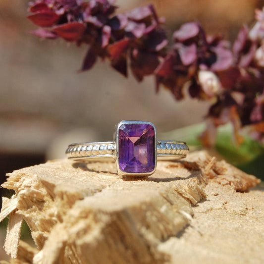 Amethyst Ascher Cut Ring