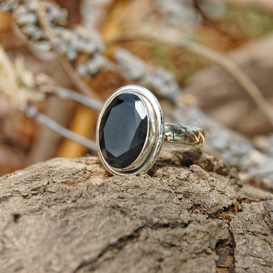 Black Onyx Oval Cut Ring