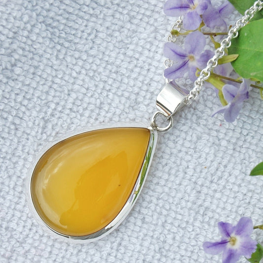Yellow Onyx Pear Cab Pendant