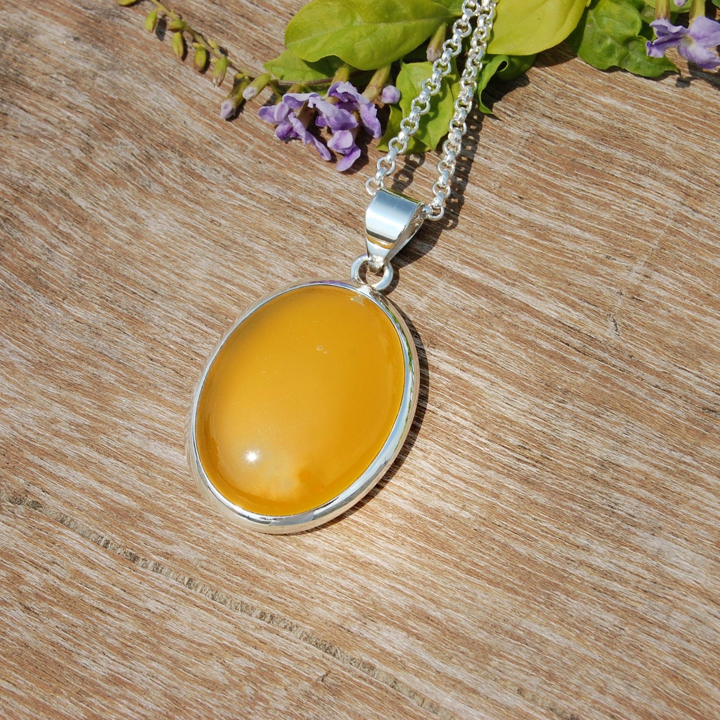 Yellow Onyx Oval Cab Pendant