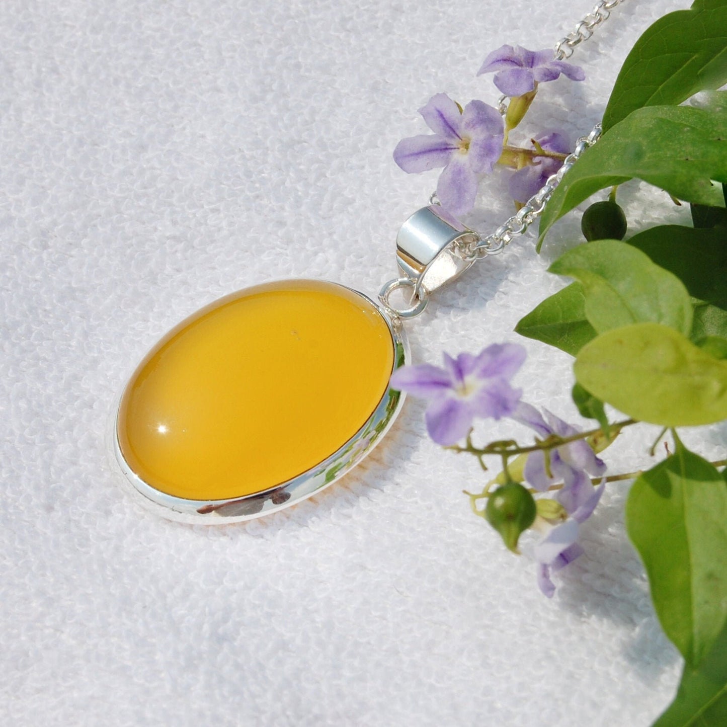 Yellow Onyx Oval Cab Pendant