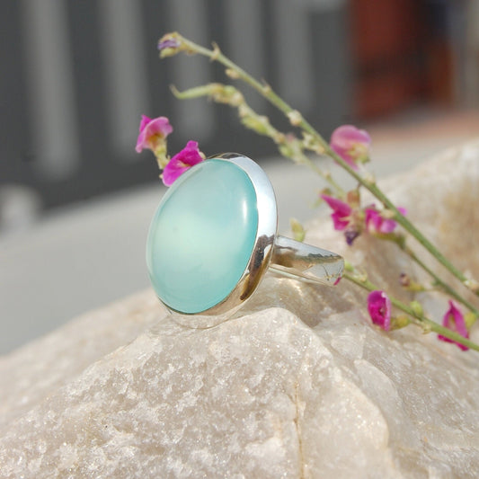 Aqua Chalcedony Ring