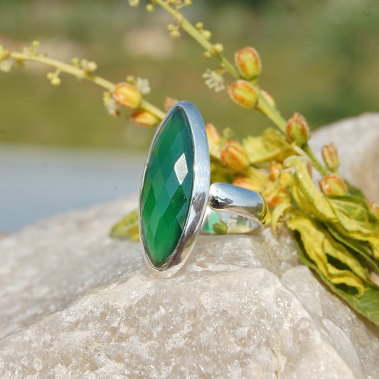 Green Onyx Marquise Ring