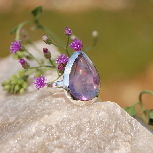 African Amethyst Pear Cab Ring