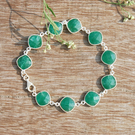 Green Onyx Checker Cut Bracelet