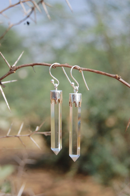 Quartz Long Drop Earrings