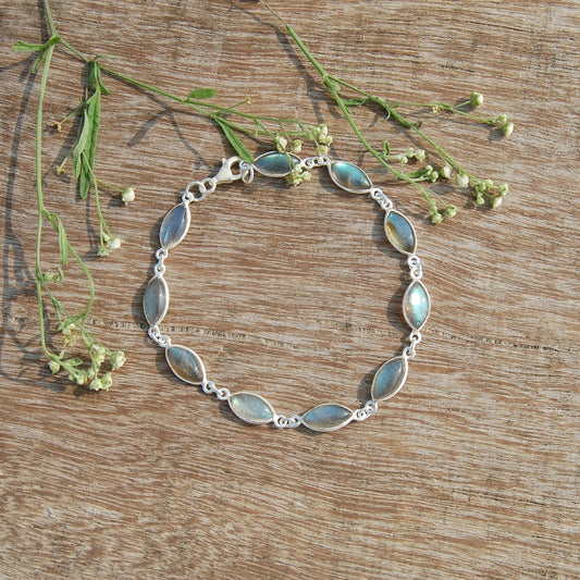 Blue Labradorite Marquise Cab Bracelet
