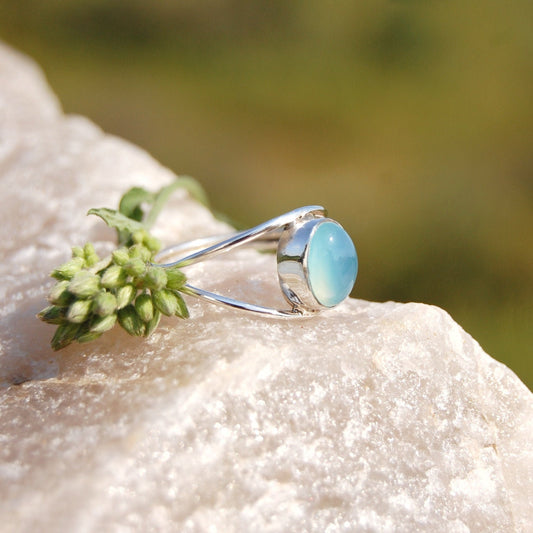 Aqua Chalcedony Ring