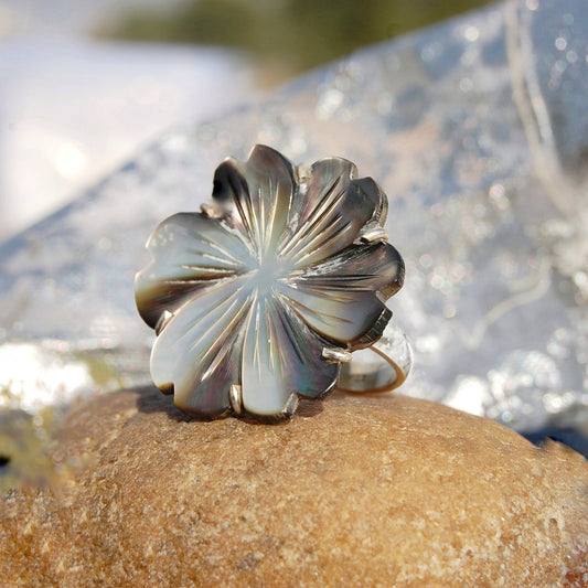 Mother of Pearl Floral Ring for Her