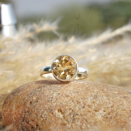 Citrine Round Cut Ring