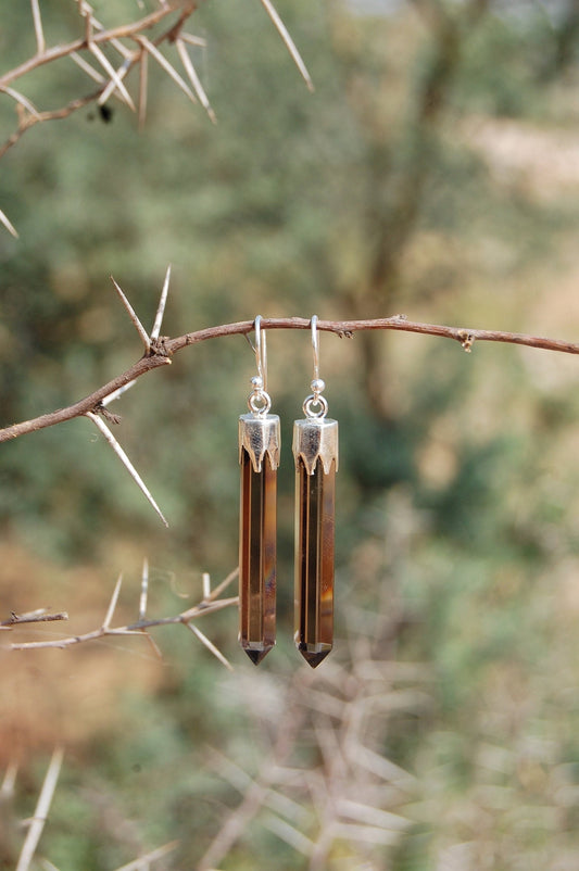 Smoky Quartz 50mm Long Earrings