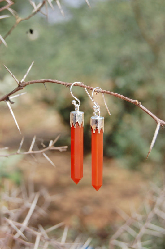 Carnelian Long Drop Earrings