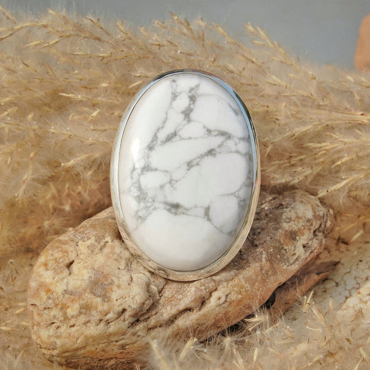 Natural Howlite Statement Ring