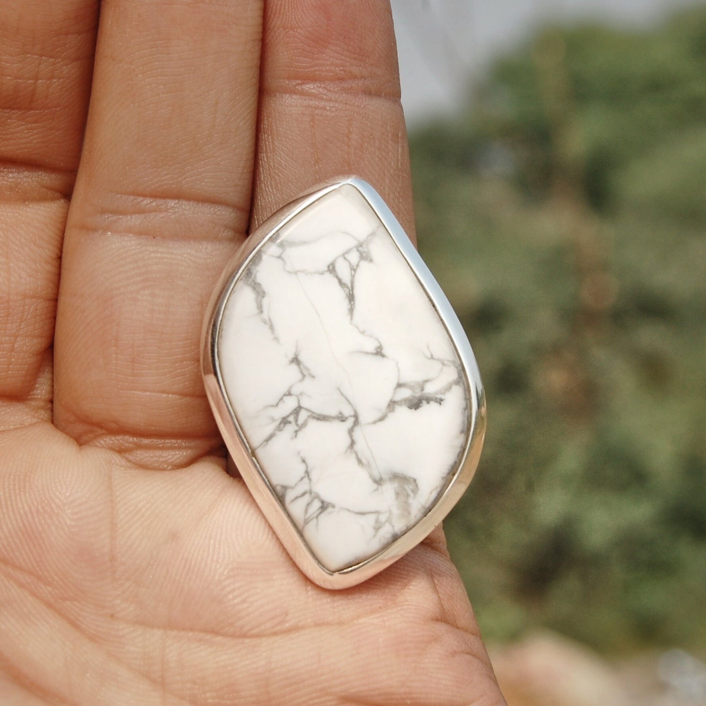 Unique Howlite Statement Ring