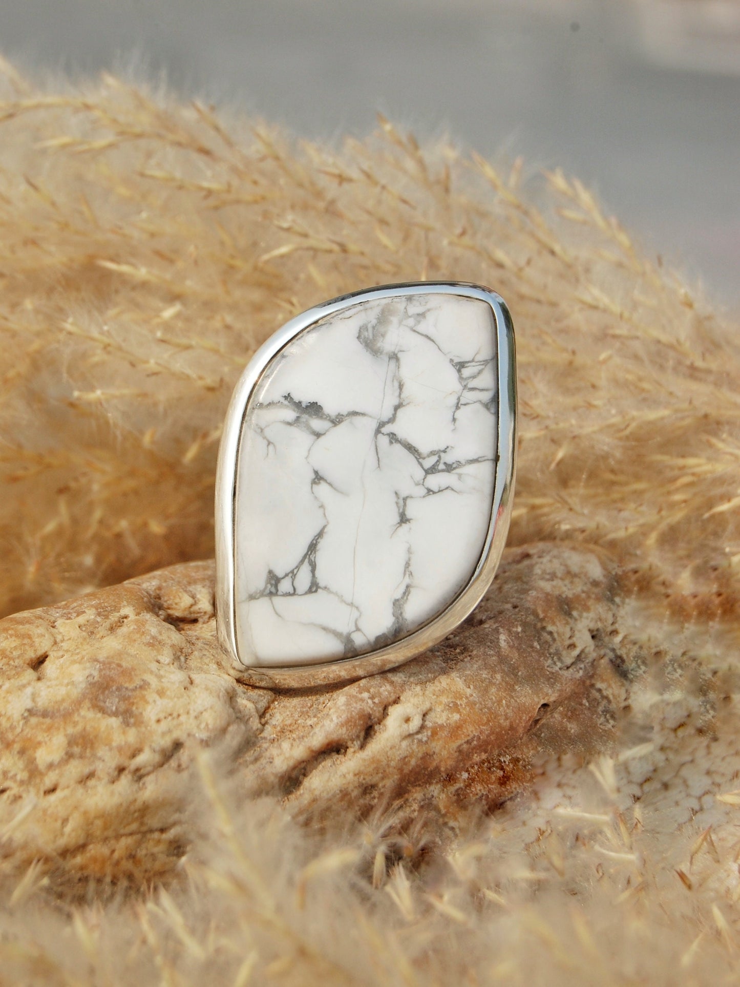 Unique Howlite Statement Ring