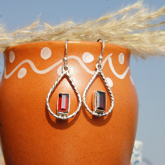 Red Garnet Boho Earrings