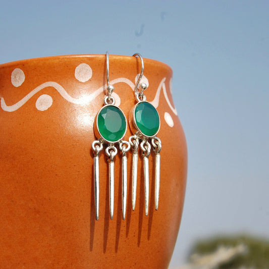 Green Onyx Dangle Earrings