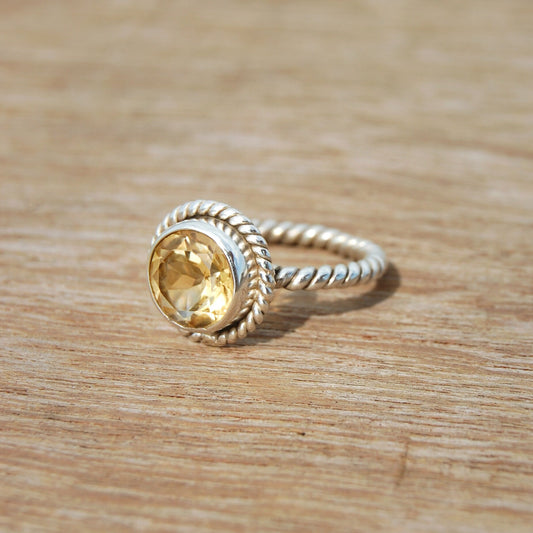 Citrine Twisted Wire Band Ring