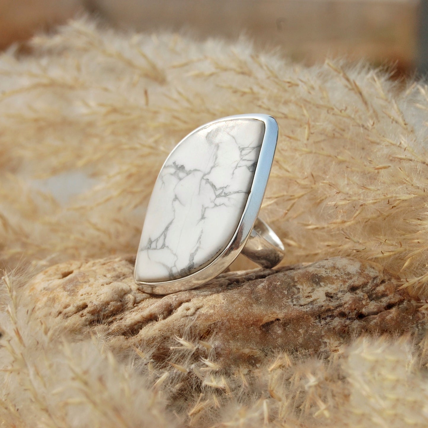 Unique Howlite Statement Ring