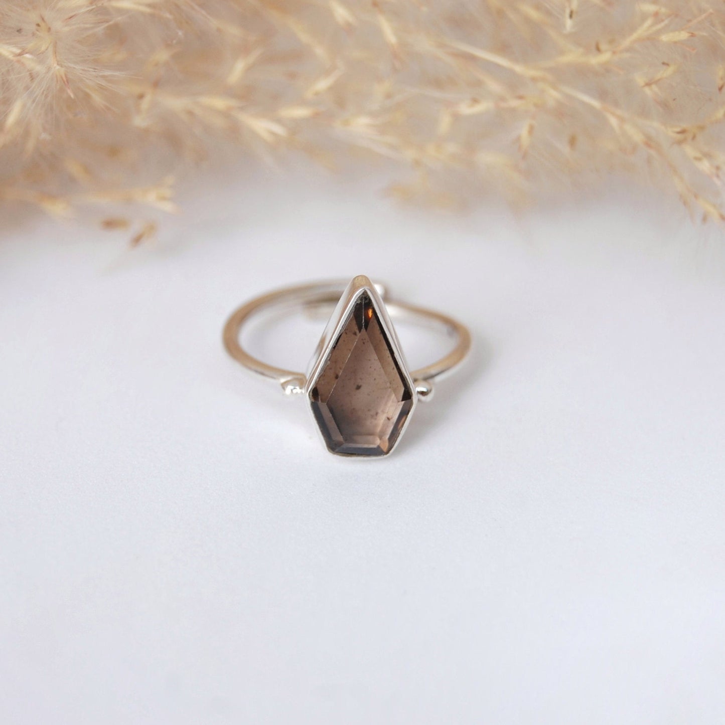 Smoky Quartz Kite Shape Ring