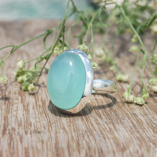 Aqua Chalcedony Beach Ring